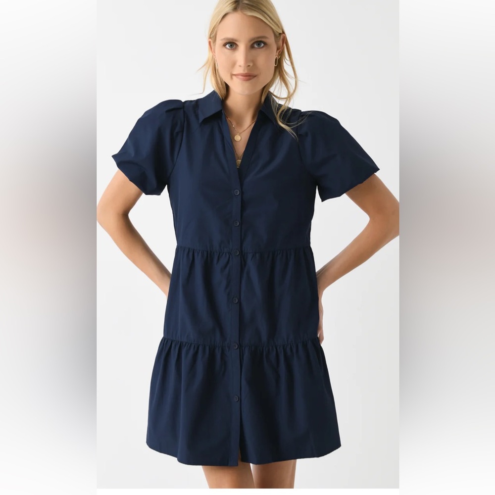 Brochu Walker Havana Navy Button-Down Mini Dress